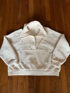 CALIA by Carrie Underwood Cream Textured Half-Zip Pullover